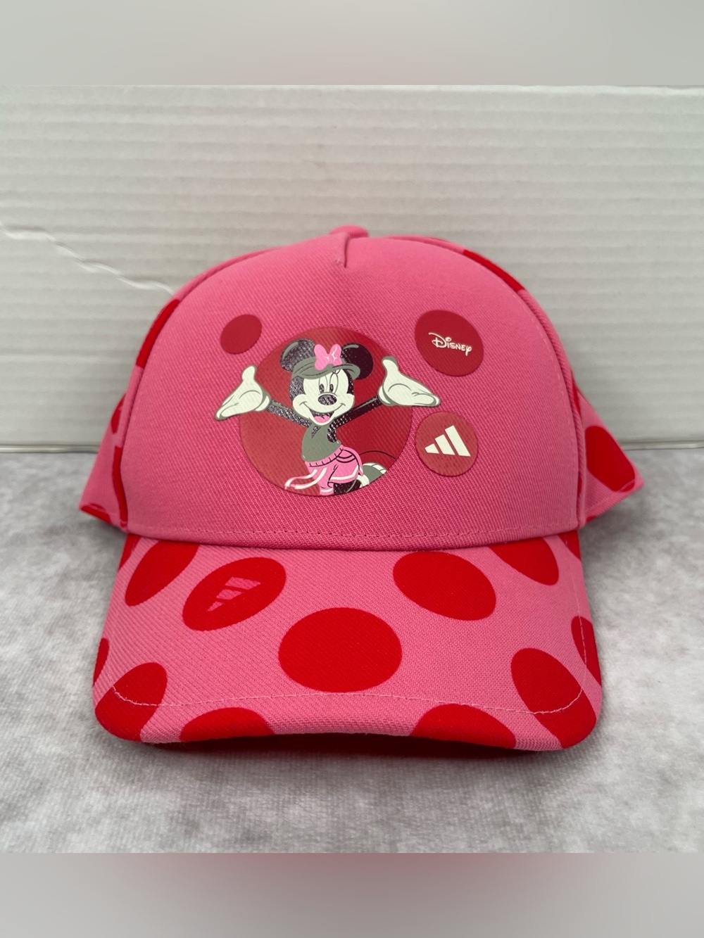 Disney Minnie Mouse Adidas Snap Back Hat Cap Children OSFM Pink Red Polka Dot
